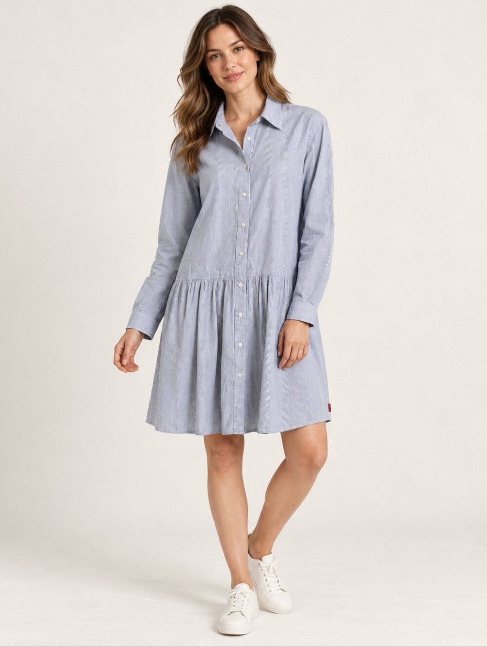 Robe Di Kappa Ivanta Striped Cotton Shirt Dress White Navy M NWT